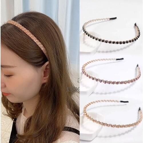 Handmade Crystal Hairbands for Women Korean Fashion Braided Headband Girl Fashion Simple Hair Accessories Headwear Wholesale