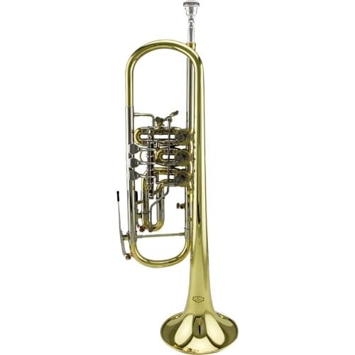 High grade professional Gold lacquer Rotary Trumpet