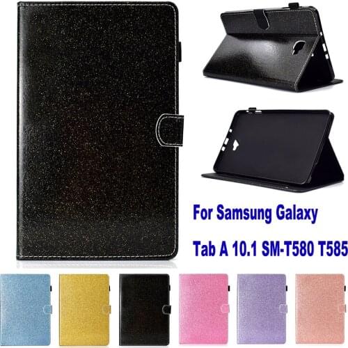 Glitter Bling Flip Case For Samsung Galaxy Tab A 10.1" 2016 T580N SM-T580 10.1 inch Stand Cover Pouch Shinning Sleeve Capa Gift