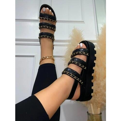 Womens Platform Chain Decor Sandals Female Summer Women Thick Bottom Shoes Woman Wedge Platform Sandals Increased Shoes 2021