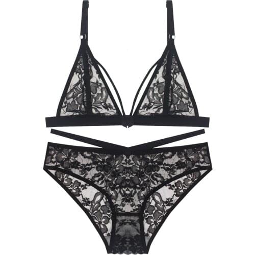 The New Womens Sex Suit Underwear Panties European and American Lace Transparent Print Love Seduction Unmarked Ice Wire