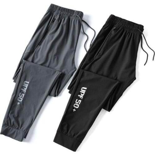 Ice Silk Sports Pants All-match Youth Mens Sports Fitness Training Trousers Summer Thin Loose Breathable Trousers