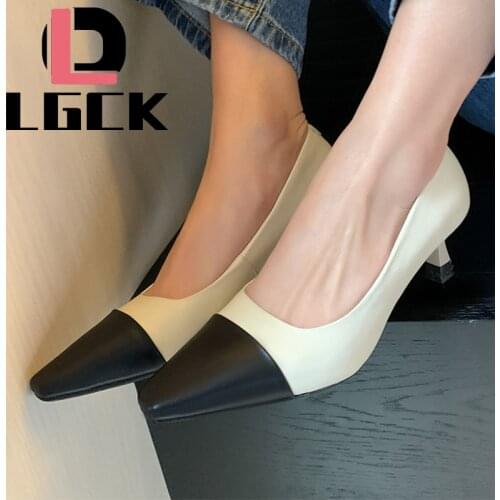 Plus Size 34-43 Spring Shoes Women Pumps Fashion High Heels Shoes Beige Shoes Women Ladies Stiletto Genuine Leather Casual Shoes