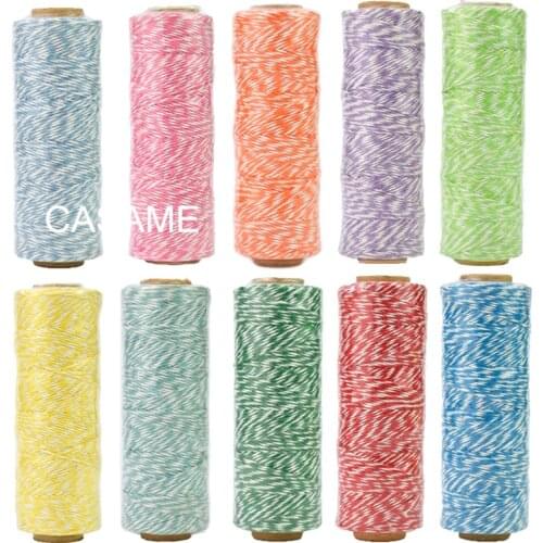 100% natural cotton rope 4ply (100Yards) 1pcs thin Bakers twine color baker twine silver gold red pink cotton string color