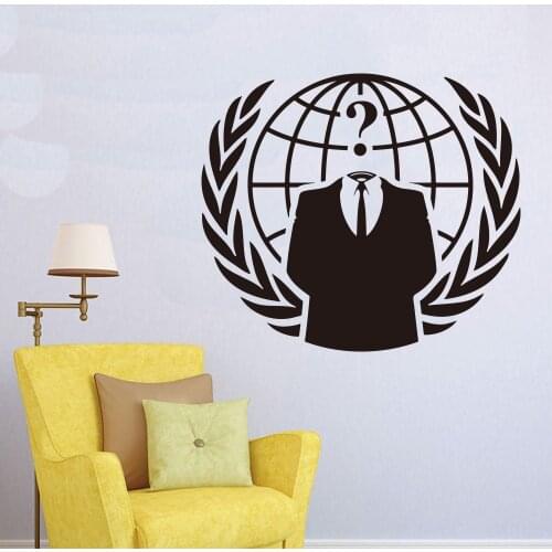 Anonymous Crest Internet Hacker Wall Sticker Kids Room Bedroom Online Protest Symbol Geek Wall Decal Vinyl Home Decor