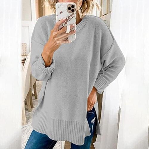Women Sweater Long Sleeve O Neck Loose Pullover Ladies Solid Color Warm Knitted Pullover Casual Jumpers Spring Autumn