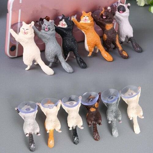 1 Pcs Universal Cute Cat Cell Phone Holder Tablets Desk Car Stand Mount Sucker Bracket Navigation Bracket Desktop Dashboard Tool