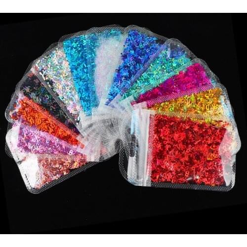 1 Pack 3D English Letter Nail Sequins Holographic Laser Sparkly Alphabet Flake Nail Art Decorations Paillette Silver Gold Sequin