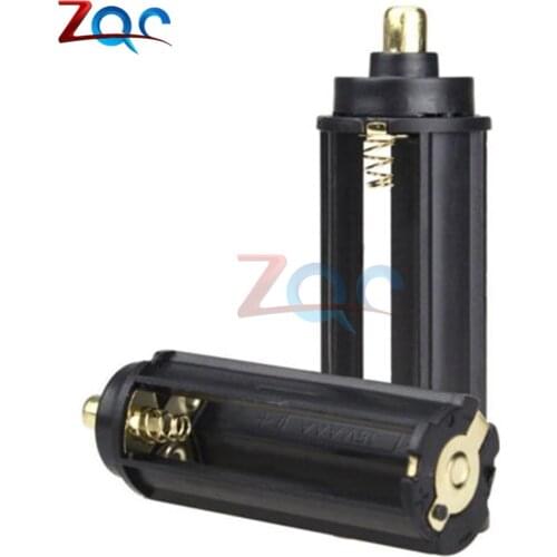 2pcs/lot 3 AAA Battery Black Plastical Metal Holder Box Case Cylindrical Type For 18650 Flashlight Torch 65mm*21mm In Stock