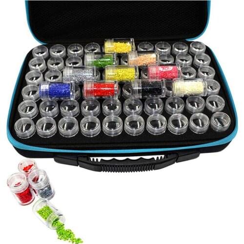 60 Bottles Diamond Painting Box DIY Diamond Embroidery Accessories Tool Container Case Handy Zipper Design Portable Storage Bag