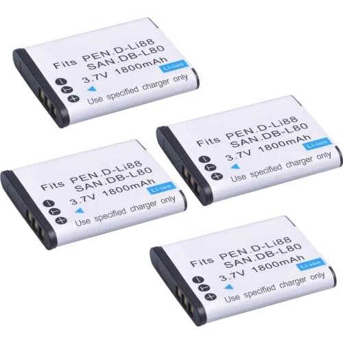 D-LI88 DB-L80 L80A VW-VBX070 Li-ion Camera Battery for Pentax Optio P70 P80 WS80 H80 H90 W90 and Sanyo Xacti DMX-CG11 VP Cameras