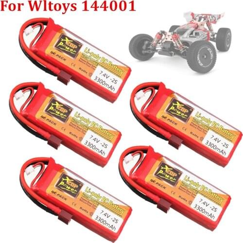 Battery For Wltoys 144001 Car 2s 7.4 V 3300mAh Lipo Battery T Plug for Wltoys 1/14 144001 RC Car Boat Lipo Battery 1-5PCS