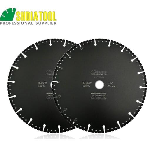 SHDIATOOL 2pcs 230mm Vacuum Brazed Diamond Blade for All Purpose For stone iron steel 9" Demolition Blade
