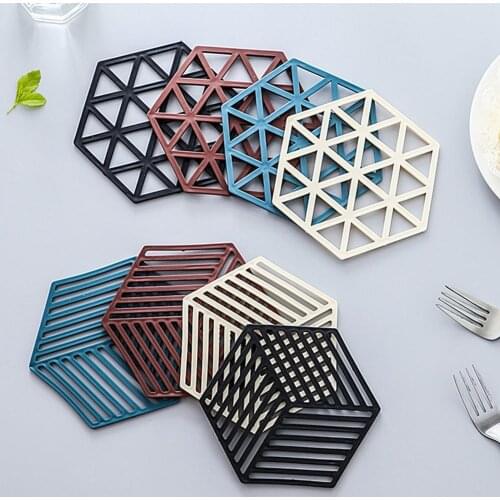 Household Hexagon Heat-insulated Non-slip Silicone Table Mat Placemat Coaster