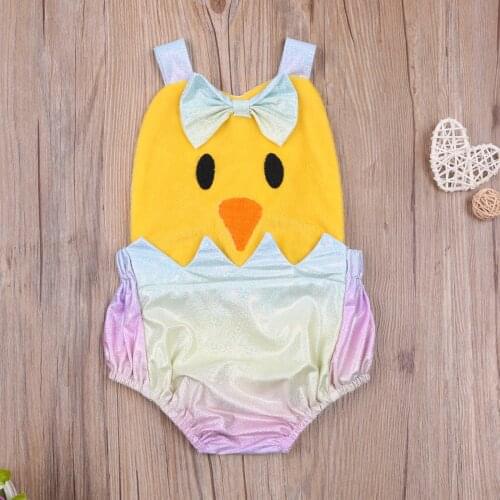 Newborn Baby Boys Girls Easter Romper Cute Chick Hatching Playsuits for Kids Infant Party Costumes Sleeveless Playsuits