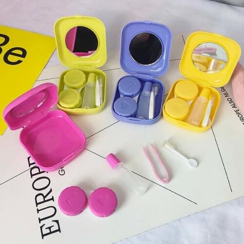 Easy Take Travel Contact Lens Case Kit With Mirror Glasses Colored Eye Lenses Box Holder Container For Colored Contact Lenses