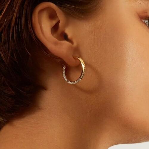 Guaranteen 925 Sterling Silver High Polished Mini Hoop Earrings Paved With 5A Austrian Cubic Zirconia For Wedding Party Jewelry