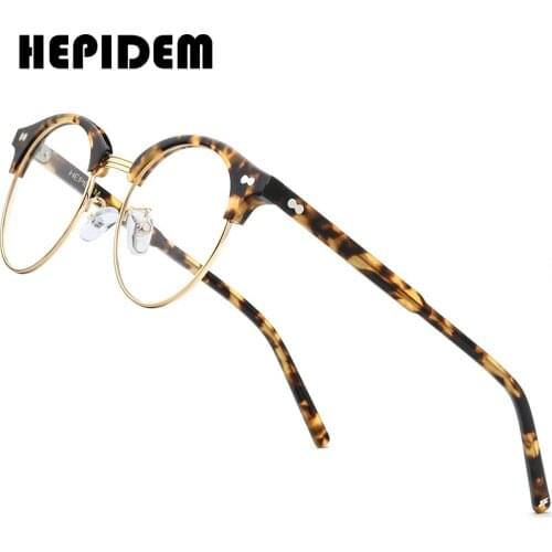 HEPIDEM Acetate Optical Eyeglass Frames Men Retro Vintage Round Glasses Nerd Women Prescription Spectacles Myopia Eyewear 9123