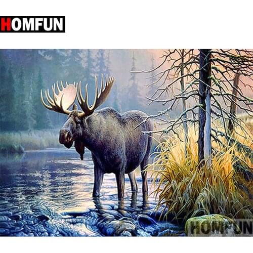 HOMFUN Full Square/Round Drill 5D DIY Diamond Painting "Animal moose" Embroidery Cross Stitch 5D Home Decor Gift A15522