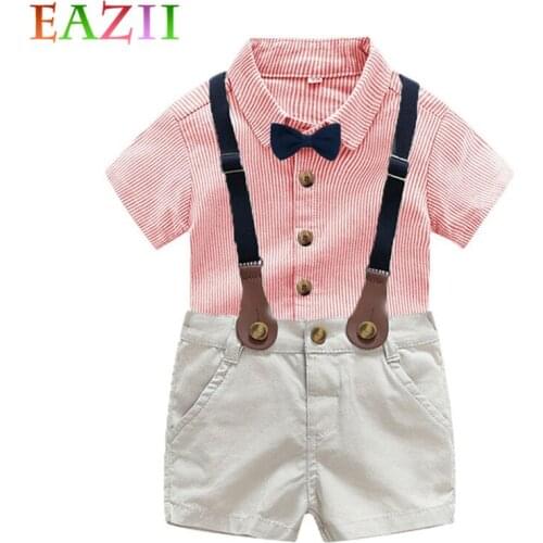 Baby Boy Gentlemen 2pcs Outfits Sets 2019 Summer Newborn Baby Boy Clothing Sets Tie Shirt+overall Infant Clothes for Party Wear