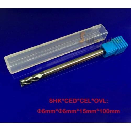 6*6*15*100mm 4F carbide end mill HRC55 4 Flute Milling cutter cnc Router endmill End milling bits cnc tools cutting tool