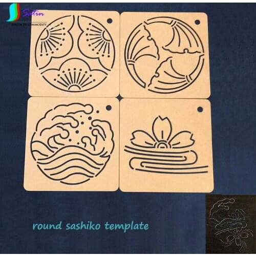Round Style Transparent Sashiko Acrylic Template,DIY Coasters Embroidery Pattern Sashiko Accessory Tool Mould S0287L
