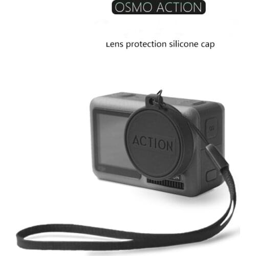 Lens cap silicone Protective cover with anti-lost lanyard strap for dji osmo action camera accessories