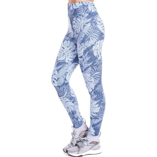 Tropical leaves imitate Jeans Print Legging Push Up Fashion Pants High Waist Workout Jogging For Women Athleisure Leggings