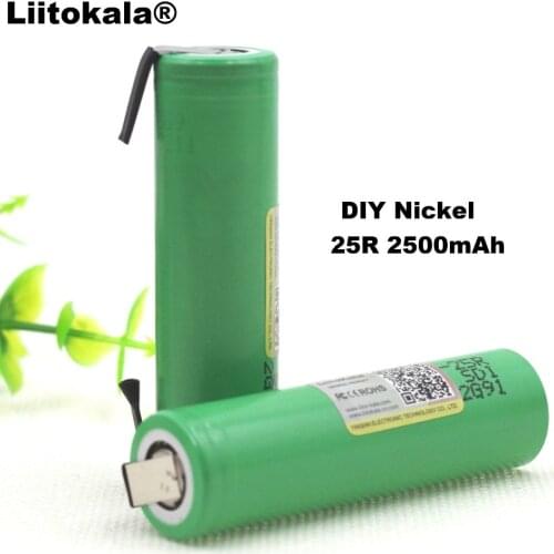 3PCS Liitokala 18650 25R 2500mAh lithium battery 20A continuous discharge power electronic battery for +DIY Nickel sheets