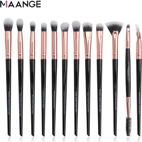 MAANGE 3/5/6/12 PCS Eyes Makeup Brushes Set Tool Make Up Black Eyebrow Inclined Flat Angled Brush Eyeliner Eyeshadow Eye Brow