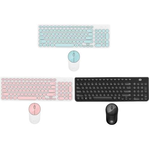 Keyboard and Mouse Set Round Key, Thin 2.4G Wireless Transmission, Anti-splash Design