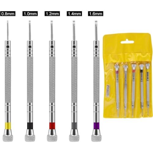 5pcs/lot Mini Screwdriver Set 0.8mm 1.0mm 1.4mm 1.6mm Slotted Screw Driver Home DIY Hand Repair Tools