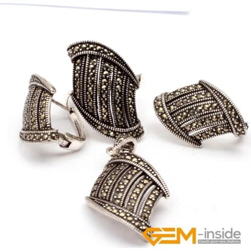 Self Design Antique Tibetan Silver Fashion Vintage Jewelry Set With Pendant Earring Ring Classical Jewelry For Party For Gift