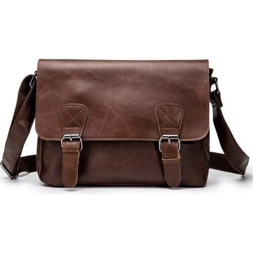 2021 New Fashion Business Mens Handbags Leather Shoulder Male Crossbody Boy Travel Bag Vintage Luxury Messenger Bags Quality