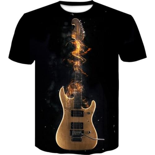 2021 New Mens Music Symbol Graphic 3D Printed T-Shirt Guitar Gothic Short-Sleeved harajuku black tshirt black shirt camisetas
