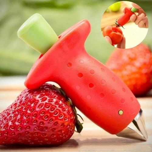 New Strawberry Hullers Metal Plastic Pitters Leaf Remover Tomato Stalks Fruits Knife Stem Remover Gadget Kitchen Cooking Tools