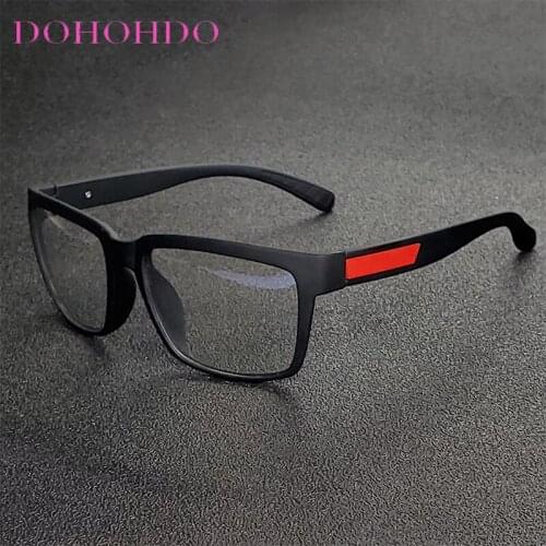 DOHOHDO New Matte TR90 Blocking Blue Glasses Men 2021 Office Computer Anti Blue Light Women Square Eyeglasses Light Red Frame