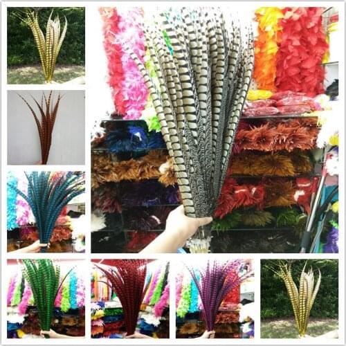 Wholesale 100pcs 60-70cm/24-28inches 11 Colors Lady Amherst Pheasant Tail Feathers Plume Jewelry Christmas Holiday Decoration