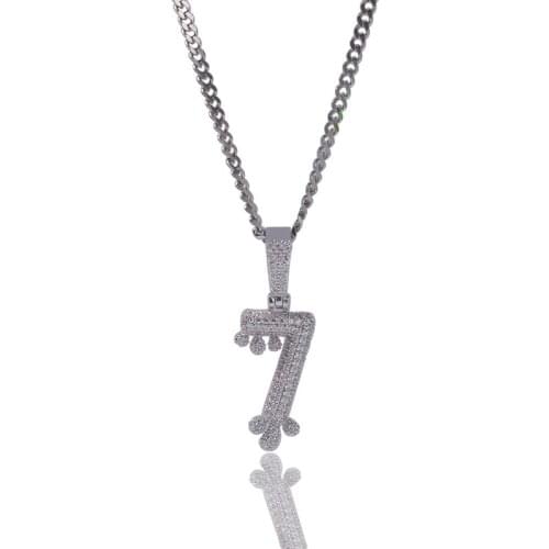 Iced Out Number Initial Letter Pendant Necklace Luxury Silver Gold Cubic Zirconia Diamond Jewelry Cuban Link Chain Necklaces