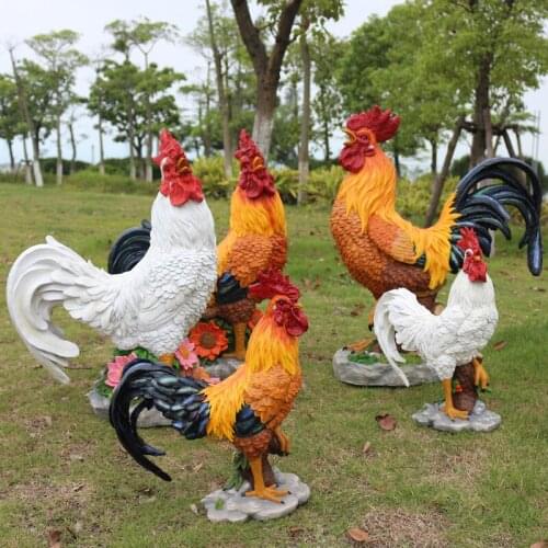 Courtyard Resin Simulation Chicken Rooster Hen Accessories Outdoor Garden Lawn Furnishing Crafts Villa Balcony Figurines Decor