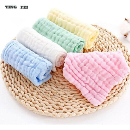 100% Cotton 5pcs/set Newborn Baby NursingTowel Square Muslin Baby towel Baby Towels 6layers Water Washing Handkerchief 30*30cm