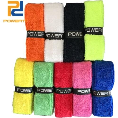 POWERTI 10pcs/lot Absorbent Sweatband Towel Tennis Racket Grip Sweat Dry Cute Cotton Tennis Overgrip Grip