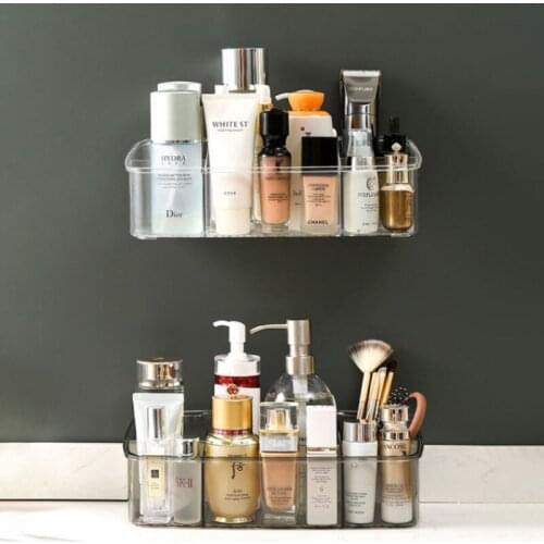 Transparent Cosmetic Storage Box Wall Hanging Storage Rack Shelf Make Up Organizer Container Household Bathroom Accessories