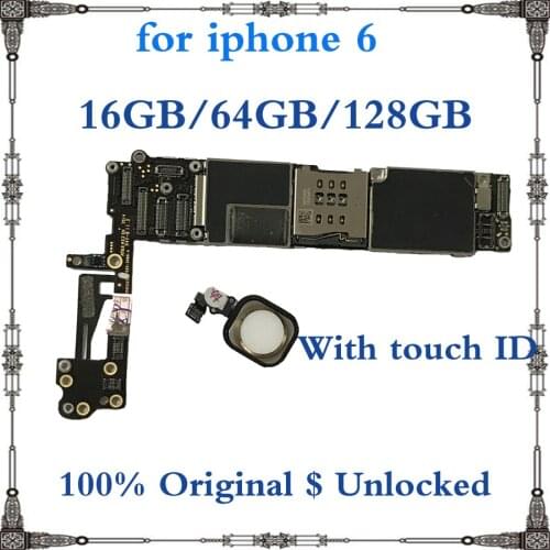 For iphone 6 top quality unlocked motherboard with full chips mainboard 16gb 64gb 128gb Original logic board with IOS system