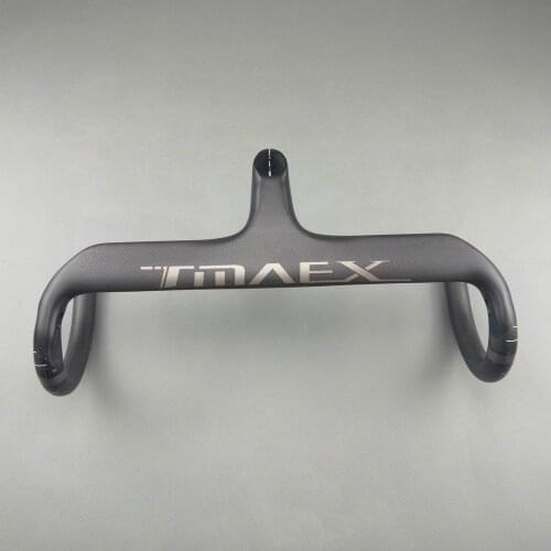 TMAEX Road Bicycle Integrated 3K Carbon Handlebar silver matte with 28.6mm stem 400/420/440mm Carbon Road Handlebar 335g