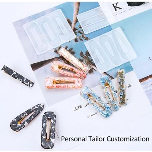 Y1UE DIY Crafts Resin Silicone Epoxy Mold Hair Clip Barrette Mould Jewelry Casting