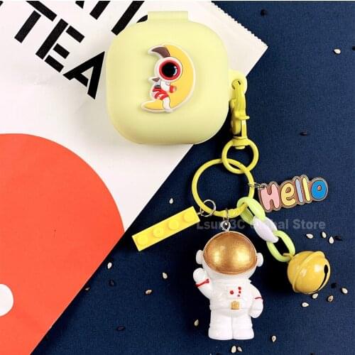 Cute Hello Astronaut Silicone Cover for Samsung Galaxy Buds Live 2020 Case Bluetooth Earphone Shockproof Cover Spaceman Pendant