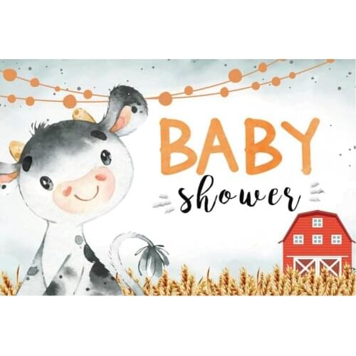 Cute Calf Baby Shower Animals Backdrop Holiday Photography Background Celebration Photo Booth Studio Decor