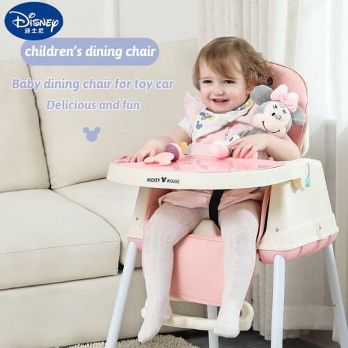 Disney Baby Dining Chair Mickey Minnie Household Folding Kid Highchair Multifunctional Height-adjust Portable Goods For Children