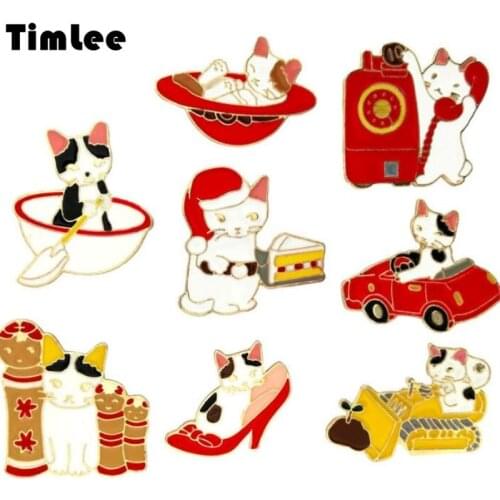 Timlee X176 Free shipping, New Cute Funny Cat Car Shoes Alloy Brooch Pins Girl Jeans Bag Decoration Fashion Jewelry wholesale
